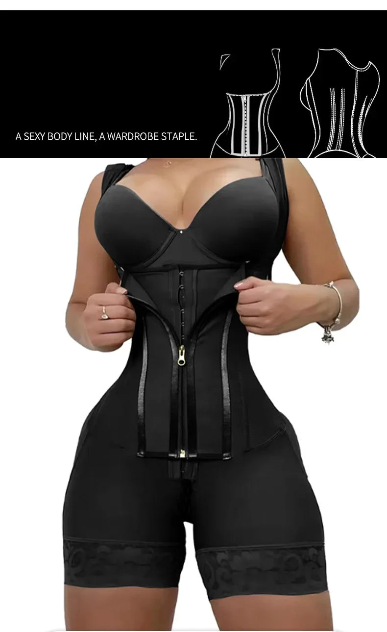 Body Shaper Women Shapewear Bodysuit 9-bone High Compression Girdles Double Tummy Control Full Body Open Crotch