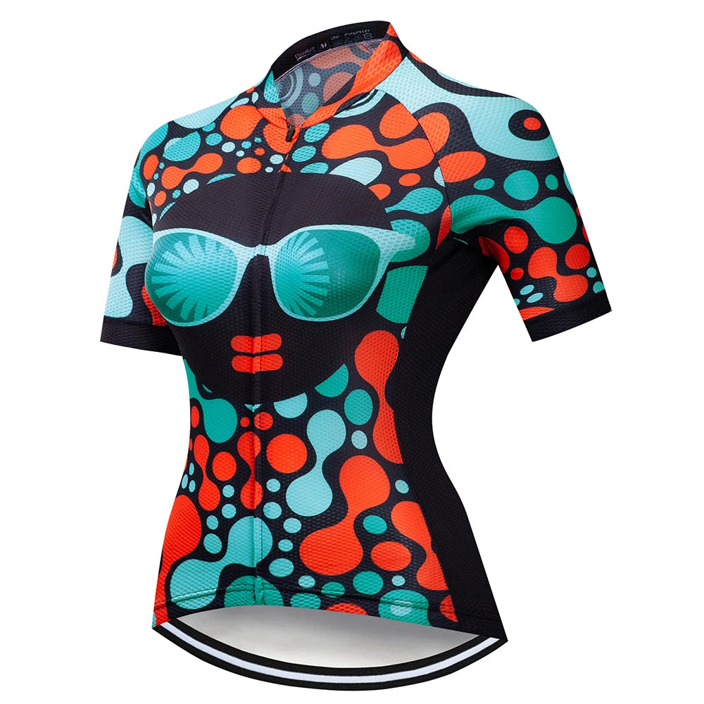 Team Summer Women Cycling Jersey Tops Racing Short Sleeve MTB Bike Jersey Shirt Quick Dry