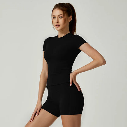 Sports Sets Fitness Hip-lifting Tight Top Short Sleeve
