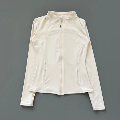 Quick Dry Stand Up Collar Fitness Jacket  Slim-Fit Zipper Yoga Wear Long Sleeve Breathable Sports Cycling Top