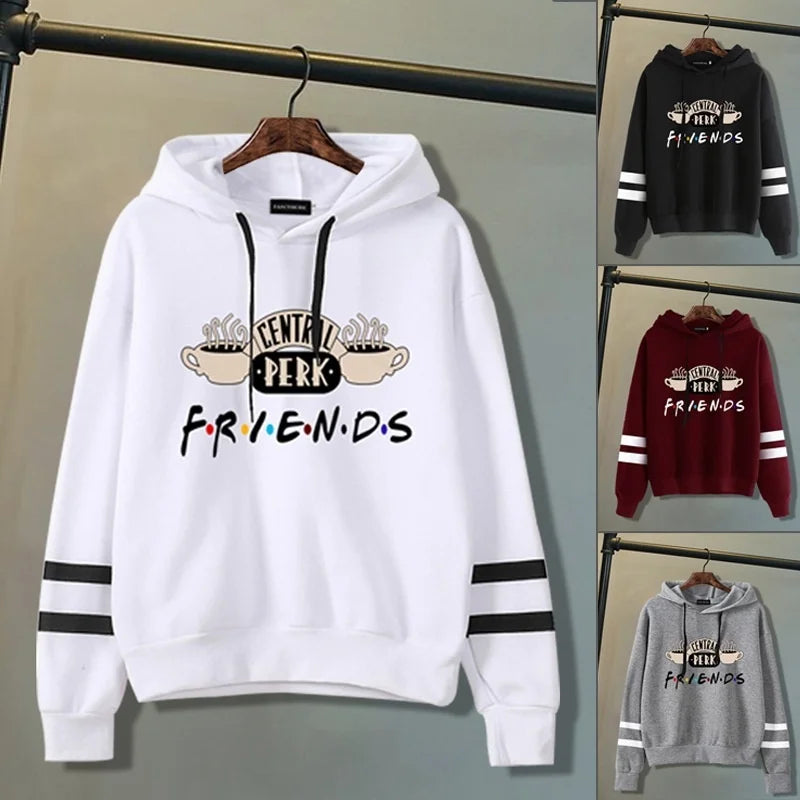 Women Friends TV Show Hooded Sweatshirt Cute Coffee Printing Autumn Winter Casual Pullover Hoodies