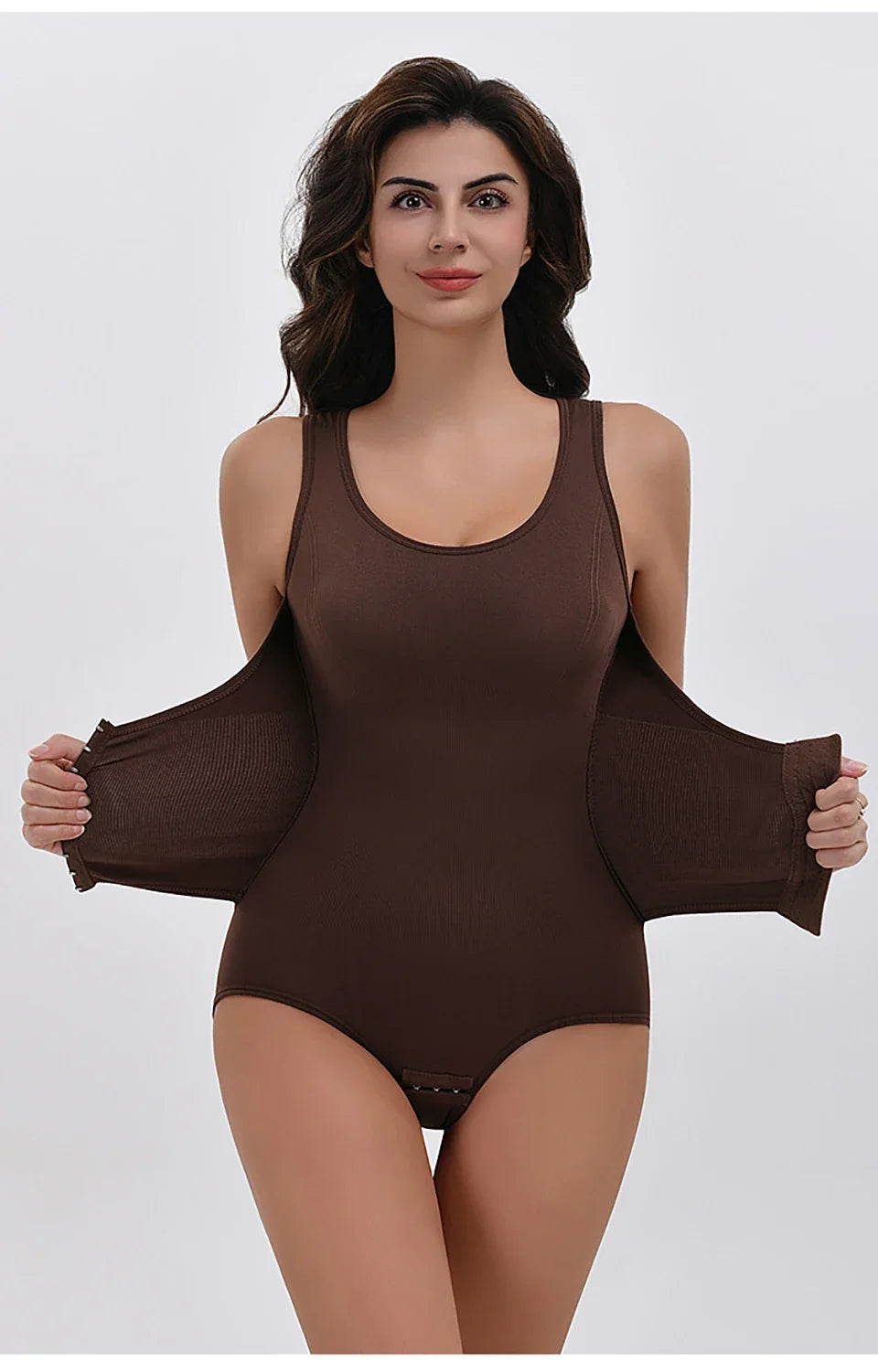 Bodysuit Shapewear with Zipper Belt Women Tummy Control Body Shaper Waist Trainer Slimming Cincher Corset Tops