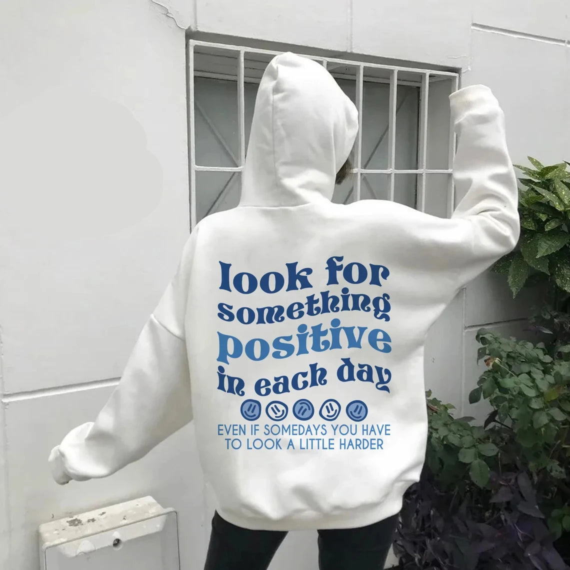 Look For Something Positive In Each Day Blue Print Women Hoodies