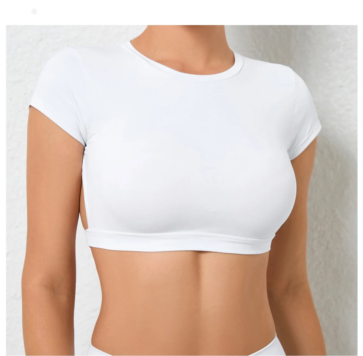Sports Muscle Back Tee Padded Backless Sports Shirts Workout Yoga T-Shirt