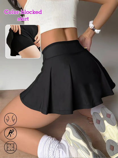 Women’s Yoga Fitness Tennis Outfit High Waist Sports Skirt Quick Dry A-Line Skort