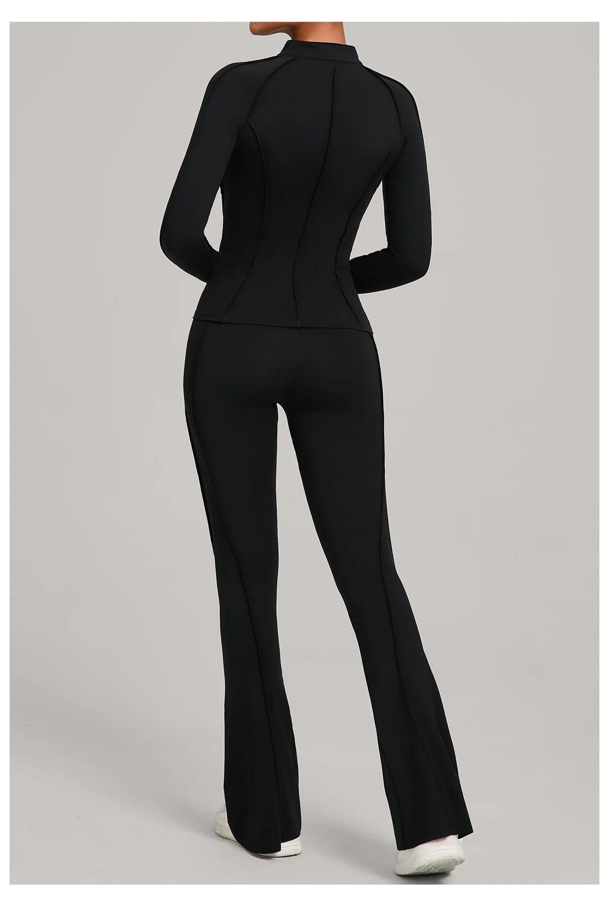 Gym Yoga Outfit Zipper Long Sleeve Fitness Suit Daily Casual Fitness Sportswear Two-Piece Sets