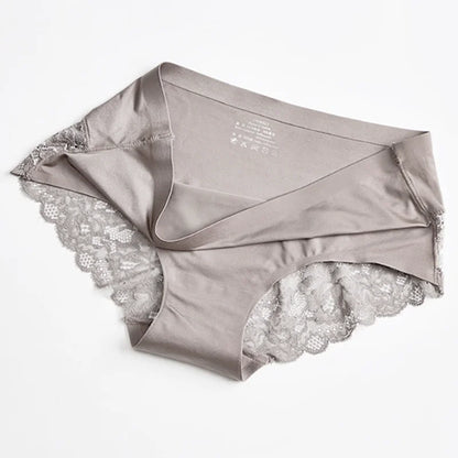 3PCS/Set Women's Panties Exquisite Lace Underwear Silk Satin Briefs Soft Cozy