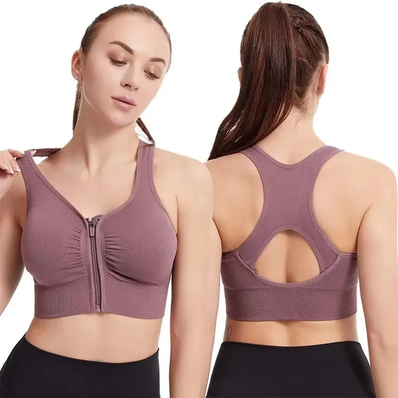 Women's sports bra front zipper design sports vest fashionable bra yoga