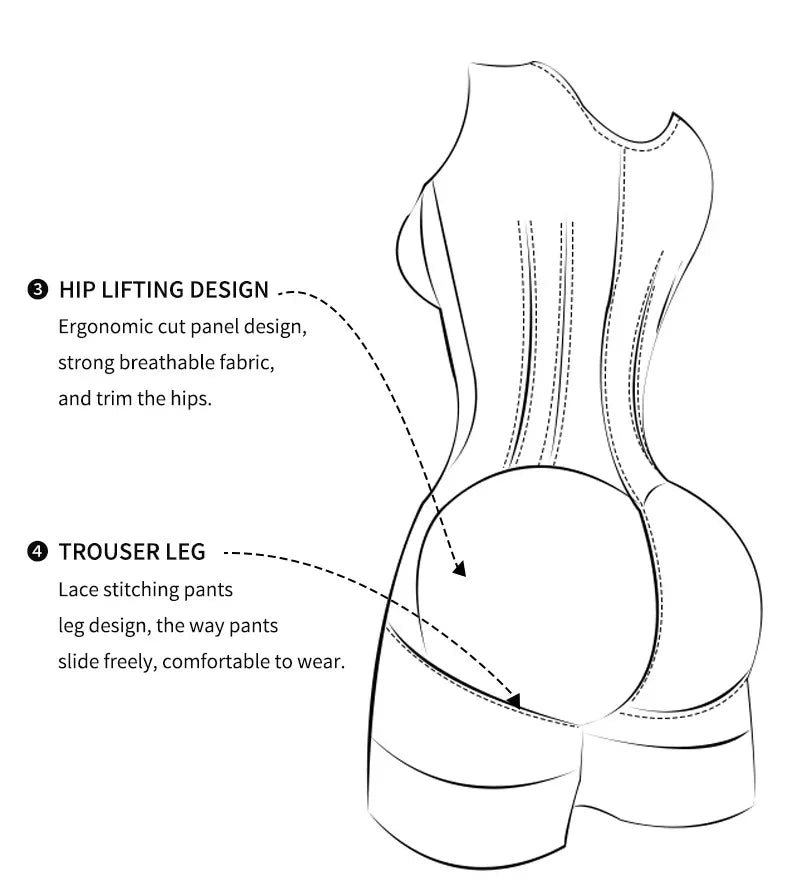 Body Shaper Women Shapewear Bodysuit 9-bone High Compression Girdles Double Tummy Control Full Body Open Crotch