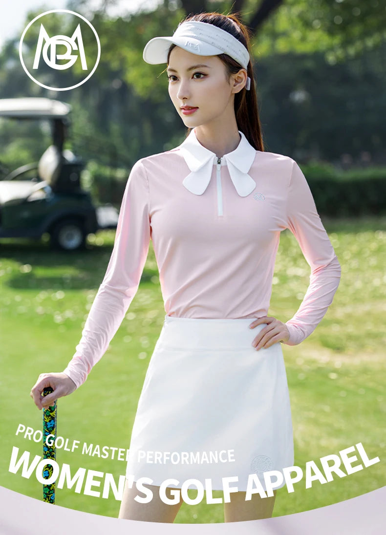 PGM Golf Women Long Sleeve T-shirt Breathable POLO Shirts Top Sportswear
