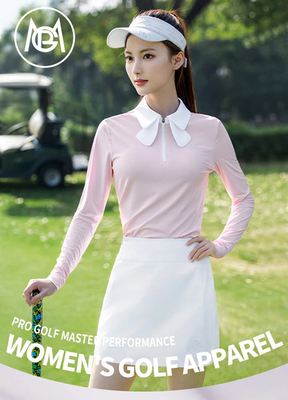 PGM Golf Women Long Sleeve T-shirt Breathable POLO Shirts Top Sportswear