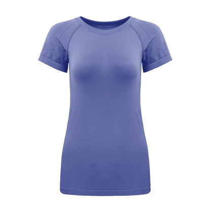 Yoga Shirts Sports T Shirt Short Sleeve Round Neck Breathable Stretchy Yoga Slim Fitness Active Top Tee