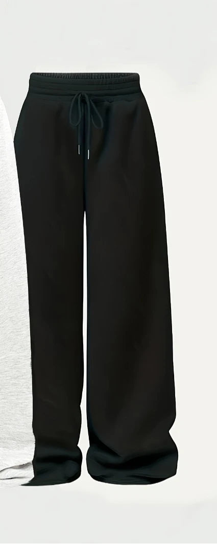 Casual Pants Simple Front-Tie Loose Fit Wide-Leg Trousers, Comfortable