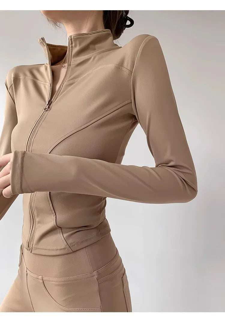 Quick Drying Sports Tight Top Yoga Jacket Long Sleeve S-3XL