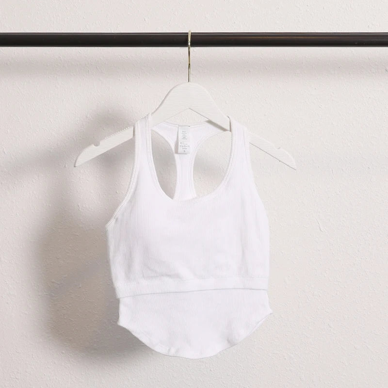 New Workout Backless Sport Tops Sleeveless Shirts Padded Sports Yoga Vest T-Shirt