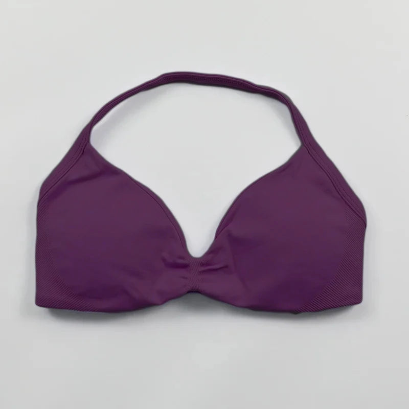 Strappy Bra Gym Top Women High Support Thin Strap Push up Bra
