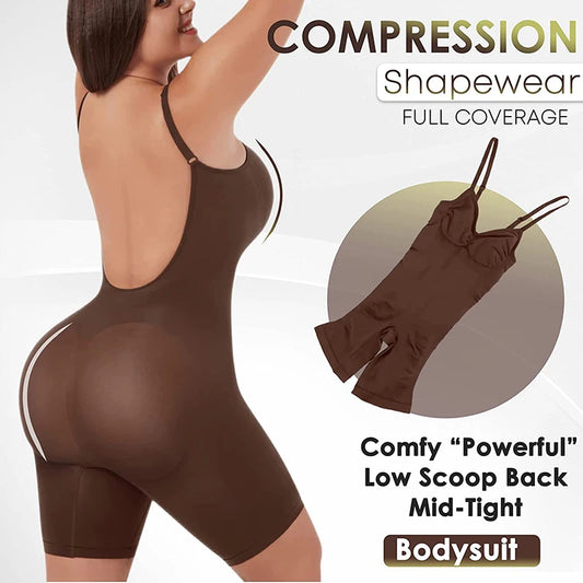 Women Seamless Low Back Bodysuit Shapewear Waist Trainer Body Shaper Open Crotch Slimming Underwear