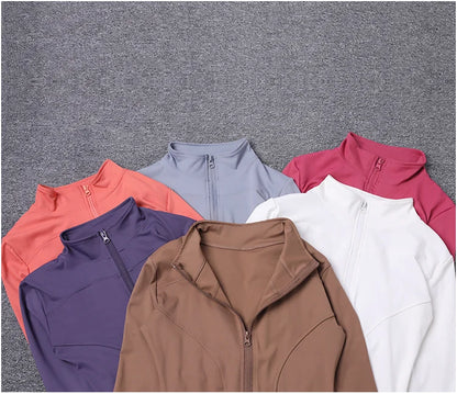 Women Sport Jacket Long Sleeve Shirt Workout Gym Training Clothing Yoga Sportswear