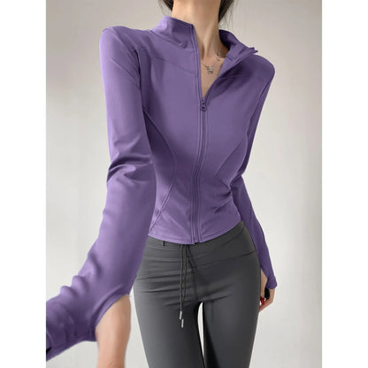 Quick Drying Sports Tight Top Yoga Jacket Long Sleeve S-3XL