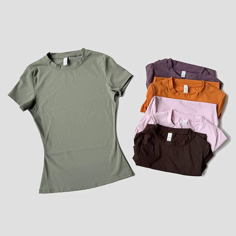 Women Seamless T Shirts Fitness Clothes Short Sleeve Yoga Active Wear