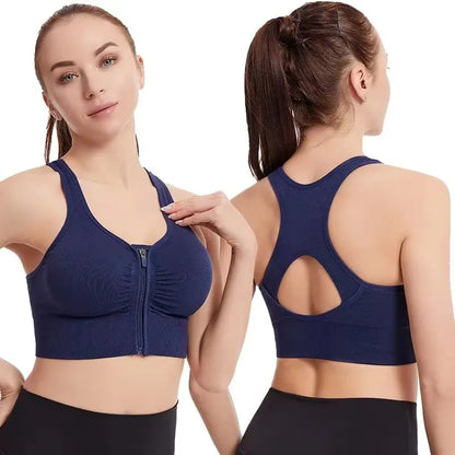 Women's sports bra front zipper design sports vest fashionable bra yoga