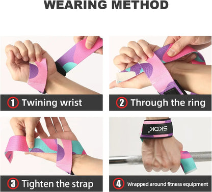 2Pcs Adjustable Weightlifting Wrist Straps Non-Slip Strength Training Fitness Lifting Support Gym Booster Bands Sports Grip