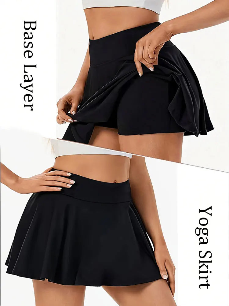 Women’s Yoga Fitness Tennis Outfit High Waist Sports Skirt Quick Dry A-Line Skort