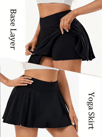 Women’s Yoga Fitness Tennis Outfit High Waist Sports Skirt Quick Dry A-Line Skort