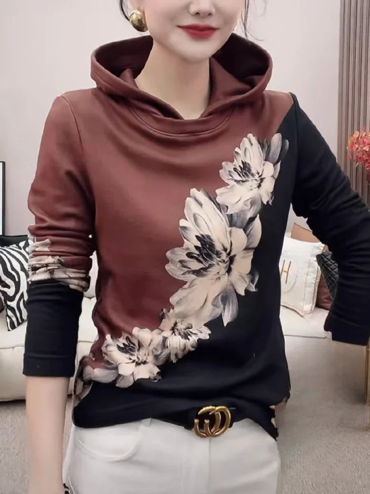 Hooded Sweatshirt New In Slim Cold Hoodies Warm Woman Tops Thick
