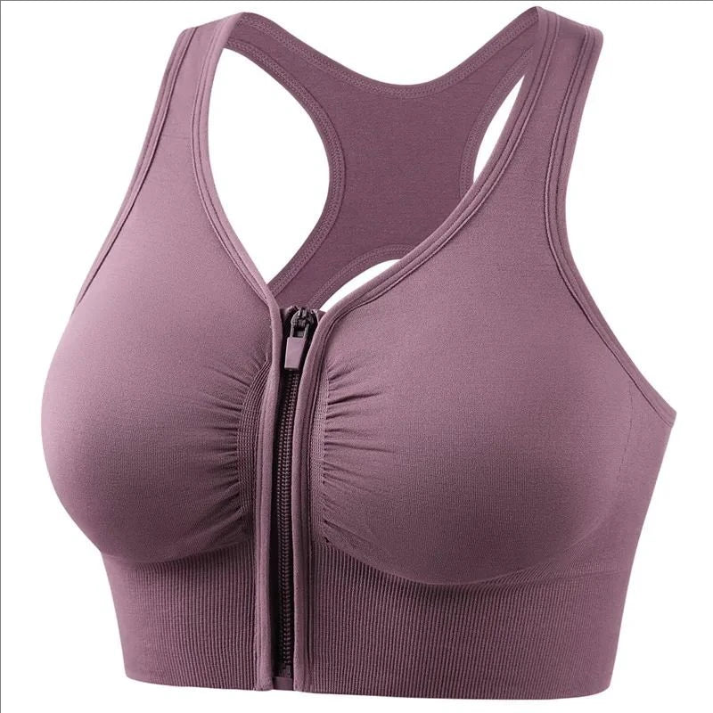 Women's sports bra front zipper design sports vest fashionable bra yoga