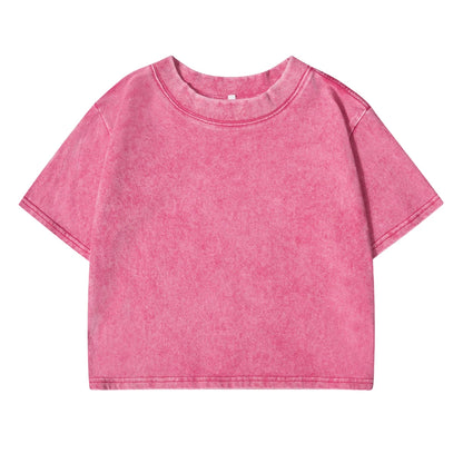 Solid Color Slim Casual Sport Short Sleevel Retro T-shirt