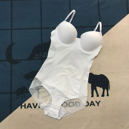 Underwire White Bodysuit Stretch Silky Underwear Shapewear