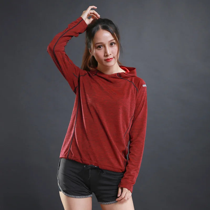 Women's Jacket Hoodies Long Sleeve T-shirts Quick Dry Breathable Sports T Shirt