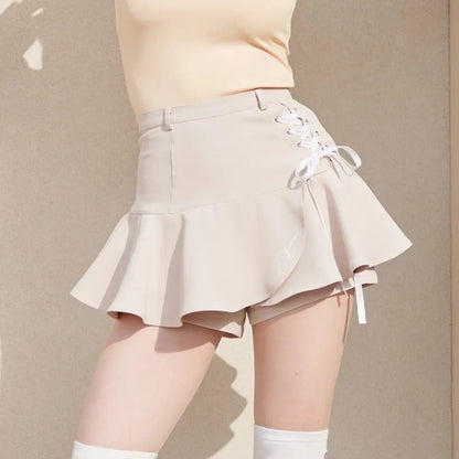 Short Sleeve Tops Golf T-shirts Quick-dry Breathable Shirts Lace Up Pleated Golf Skirt