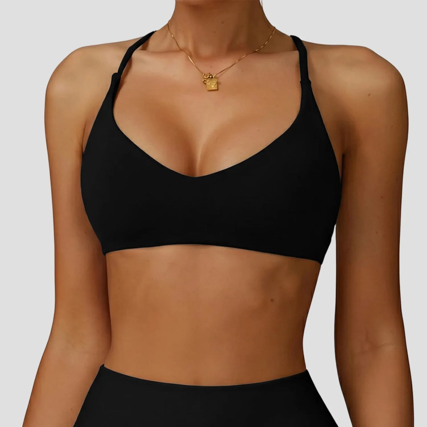 Sports Bra High Impact Support Women Gym Underwear Push-up Back Cross Yoga Crop Top Running Workout Fitness Pilates Solid Color