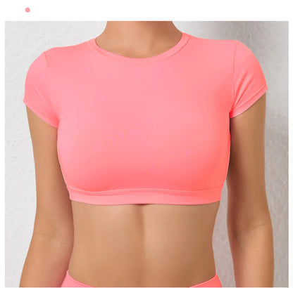 Sports Muscle Back Tee Padded Backless Sports Shirts Workout Yoga T-Shirt