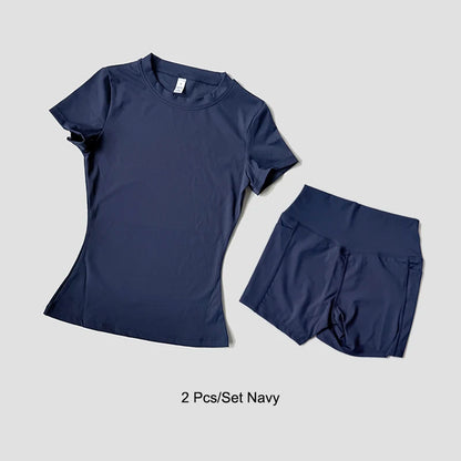 Sports Sets Fitness Hip-lifting Tight Top Short Sleeve