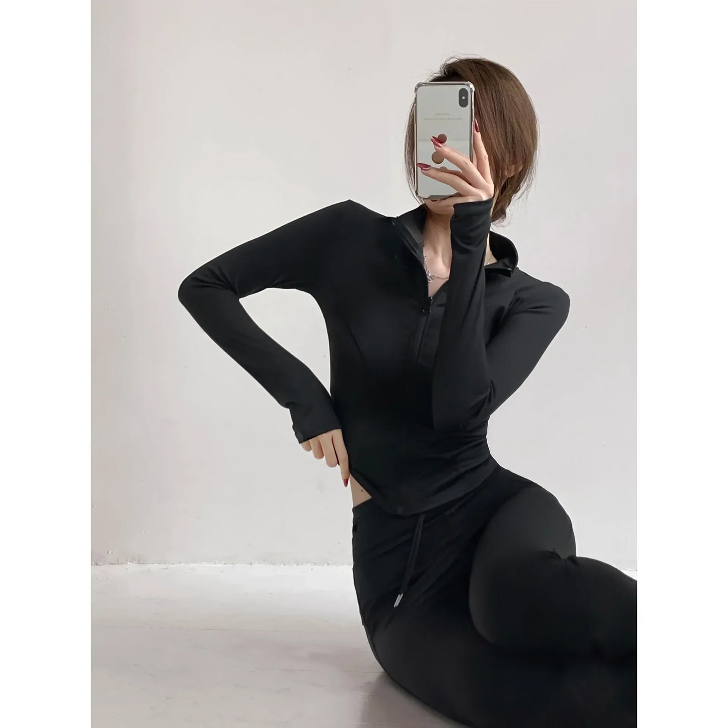 Quick Drying Sports Tight Top Yoga Jacket Long Sleeve S-3XL