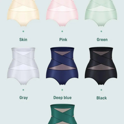 Women's highwaisted postpartum silk pants with abdominal lifting and shaping girdle