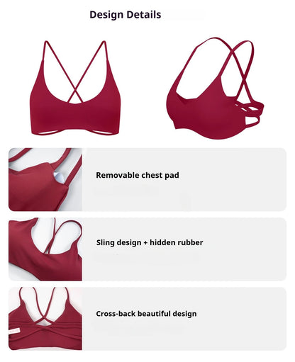 Sports Bra High Impact Support Women Gym Underwear Push-up Back Cross Yoga Crop Top Running Workout Fitness Pilates Solid Color