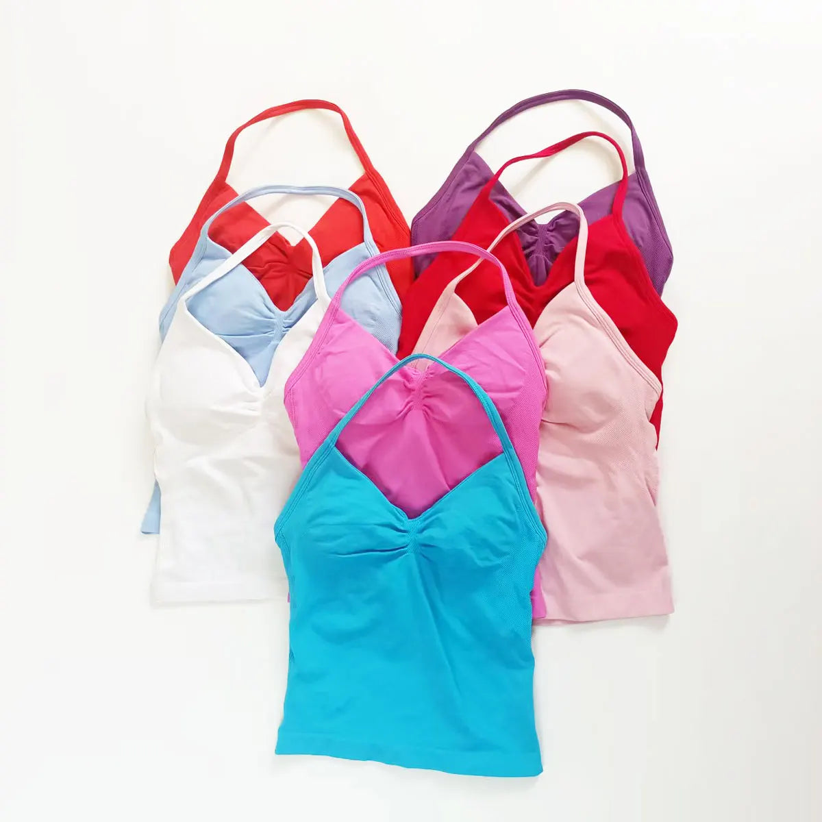 Longline Strappy Top Sports Fitness Tank Top Gym Beautiful Open Back Bra Halter