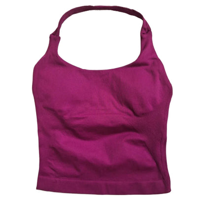 Strappy Workout Tank Top Padded Sports Bra Backless Yoga Shirts Seamless Gym Crop Top Halter