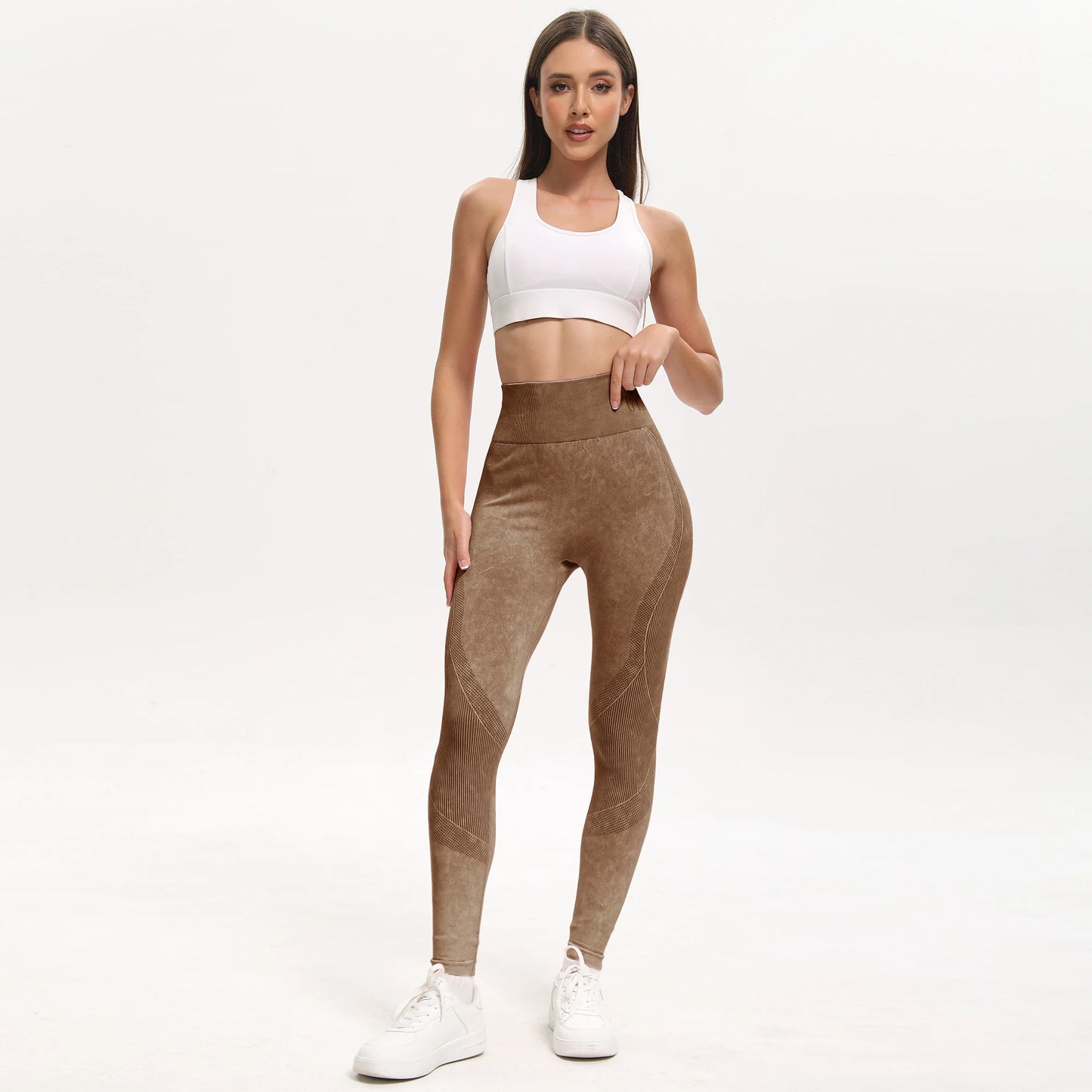 2 Pack High Waisted Sexy Butt Lifting Seamless Solid Color Yoga Leggings Elastic And Breathable Fitness Sports Pants