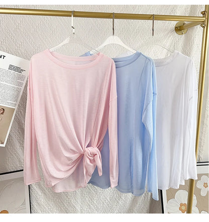 Women's Fitness Sports T-shirt Loose Long Sleeve Breathable Comfort Side-Opening