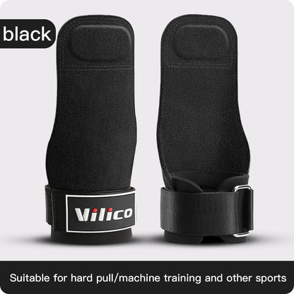 2 Piece Leather Weight Lifting Training Gloves Palm Protection Fitness Grips