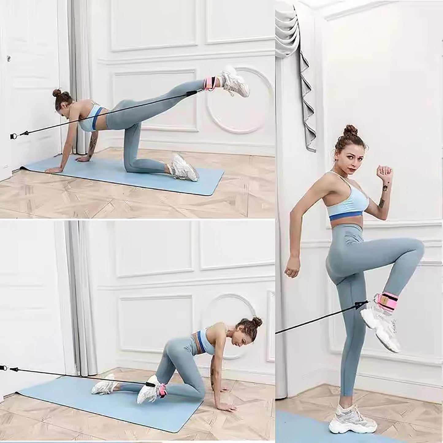 Ankle Straps Resistance Bands Set , Ankle Weight Yoga Elastic Fitness Band