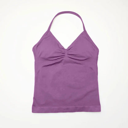 Longline Strappy Top Sports Fitness Tank Top Gym Beautiful Open Back Bra Halter