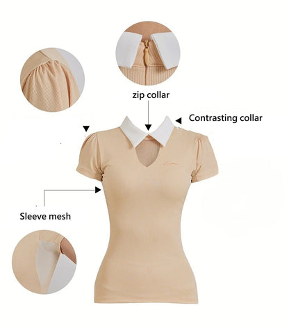 Short Sleeve Tops Golf T-shirts Quick-dry Breathable Shirts Lace Up Pleated Golf Skirt