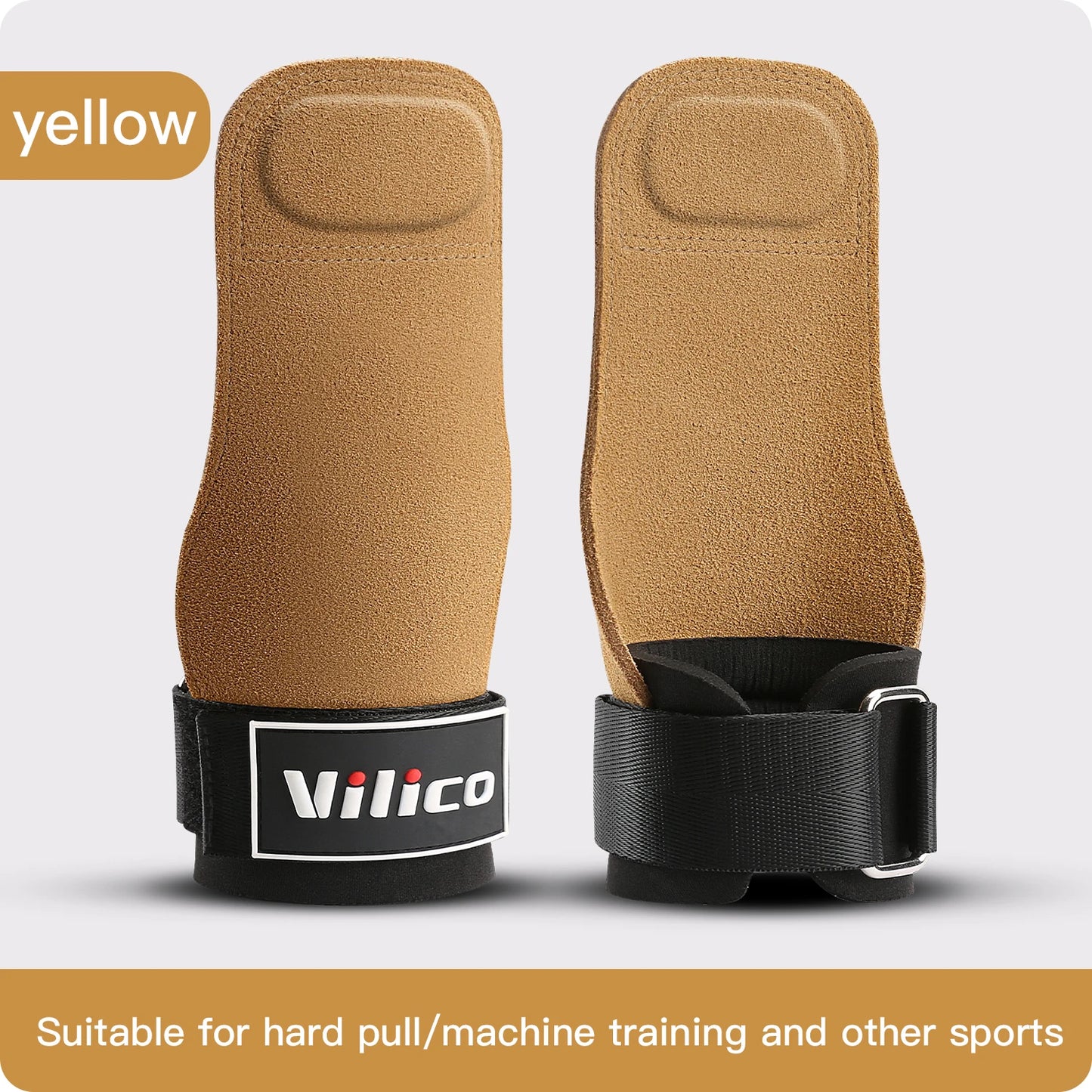 2 Piece Leather Weight Lifting Training Gloves Palm Protection Fitness Grips