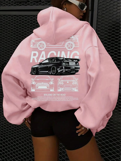 High-end cartoon-printed sports hoodies women's clothing, casual women's hoodies
